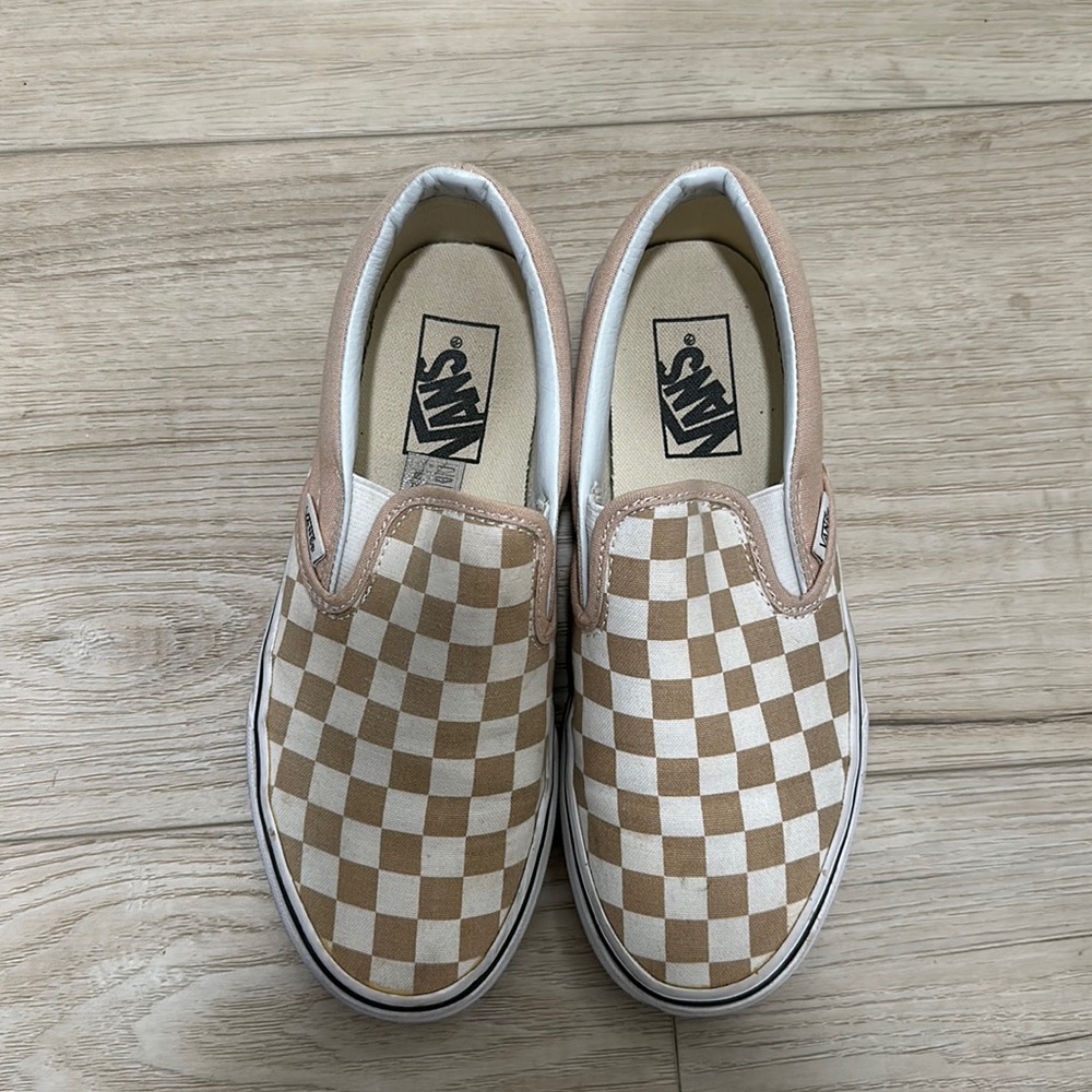 Beige checkered vans